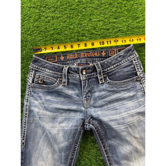 Rock Revival Adele Skinny Jeans Women 28 Blue Stretch Fleur Pocket Denim Y2K EUC - Picture 10 of 12